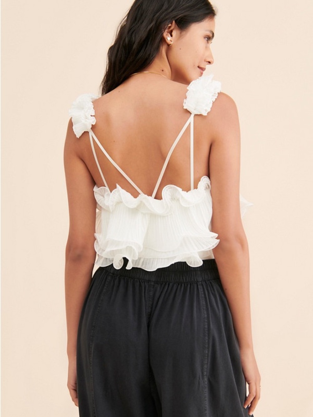 Free People White “For the Frill of It” Ruffle Bodysuit - Picture 4 of 6